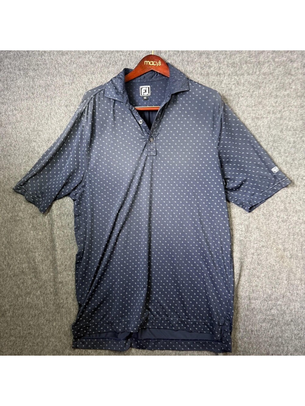 FootJoy Polo Shirt Mens L Blue Paisley Coosaw Creek Golf Athletic Fit Top
